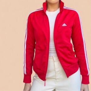 Adidas Retro Track Jacket Red with White Stripes Sporty Y2K